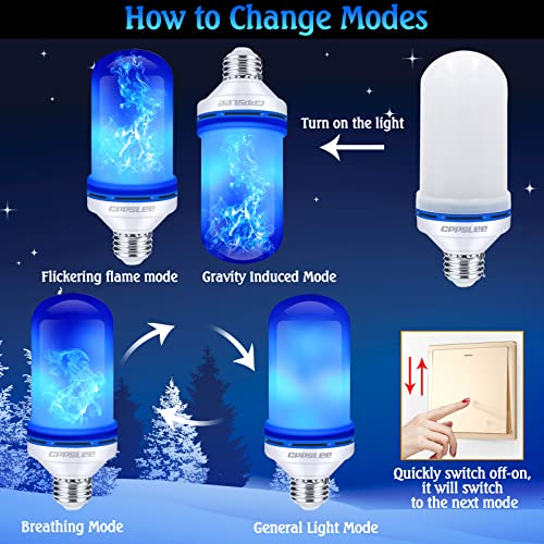 CPPSLEE Christmas Decorations LED Flame Light Bulbs, 4 Modes Fire Light