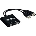 XtremPro 2 Ports DisplayPort MST Hub Splitter Support HDCP, SST, and Extended MST, 3840x2160P@30Hz - Black (61072)