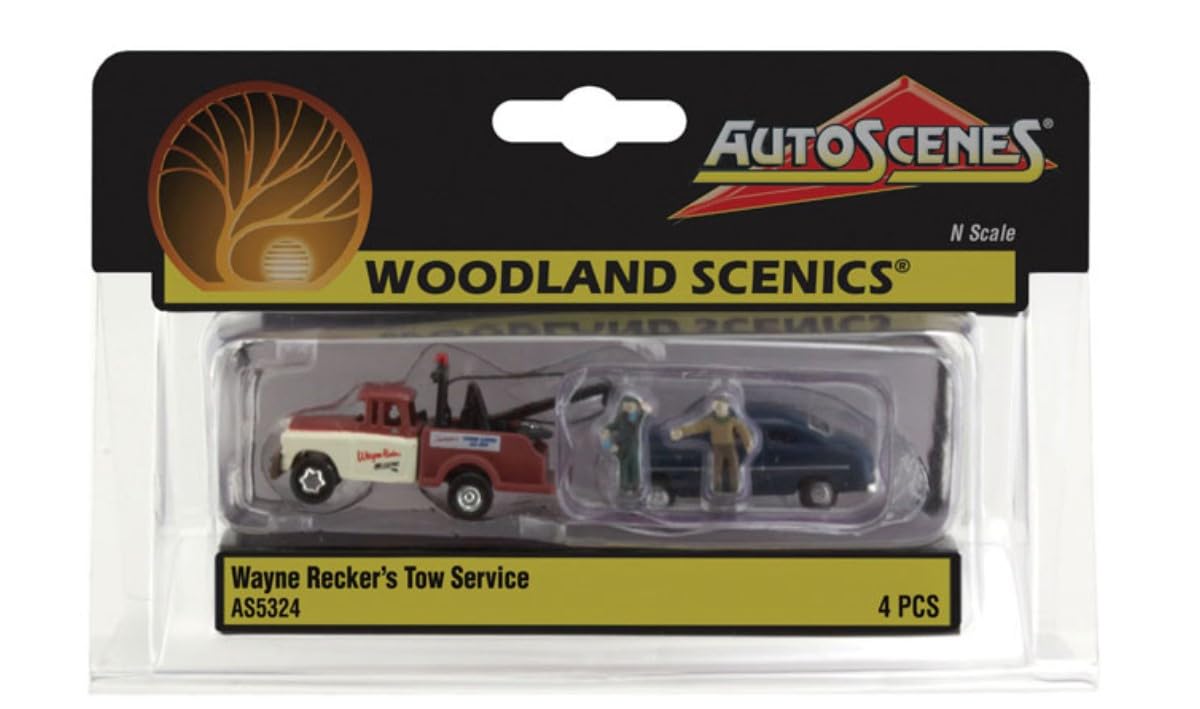 Woodland Scenics AS5324 Car Tow Truck Breakdown Towing Figures Scale N 1:160 Tow Service