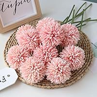 Homyu Artificial Flowers Chrysanthemum Ball Flowers Bouquet 10pcs Present for Important People Glorious Moral for Home Office Coffee House Parties and Wedding No Craft Paper(Light Pink)