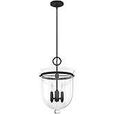 Hunter - Belltown 4-light Natural Black Iron, Medium Size Pendant Light, Dimmable, Transitional Style, Urn Shaped, for Bedroo