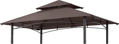 ABCCANOPY 5x8 Double Tiered Grill Gazebo Canopy Replacement Brown