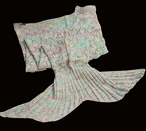 Mermaid Tail Blanket Knit Crochet and Mermaid Blanket For Adult (Colorful Rhombus,35''75'')