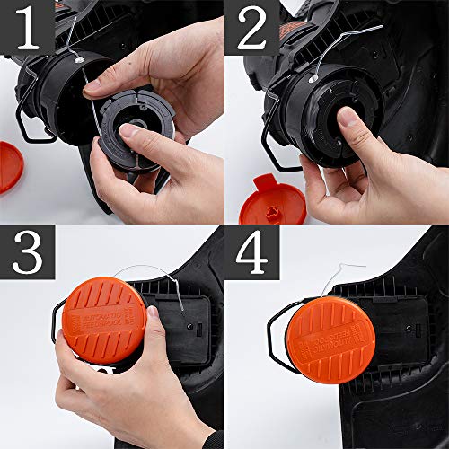 FutureWay String Trimmer Replacement Spool Line GH900 LST201 Compatible with Black Decker AF-100, Weed Eater String Autofeed RC-100-P Cap, Cordless Trimmer Line 30ft, 9 Spools + 1 Cap + 1 Spring