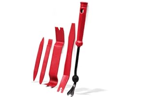 HYAT 5PCS Red Auto Trim Removal Tool Set Fastener Removal Tool Nylon Fiber Construction Auto Trim Kit Car Tools Easy Removal of Car Door Panels Fasteners Molding Dashboards Wheel Hubs