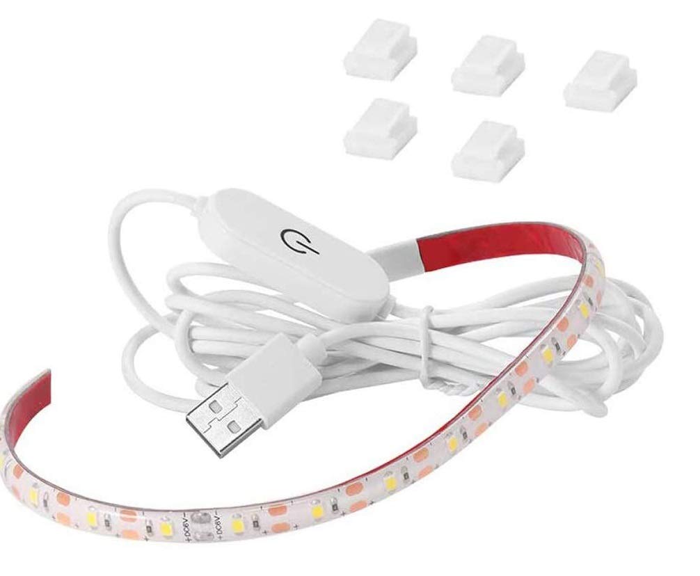 USB Sewing Machine Light Strip, 5V 30CM LED Sewing Light Strip with Touch Dimmer and Adhesive Clips, 18 Dimmable LED Fit Sewing Machines, Kitchen Cabinet, Baby Cribs (White)