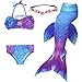 GALLDEALS Mermaid for Swimming Girls Swimsuit Princess Bikini Set Bathing Suit Swimmable Costume (No Monofin)