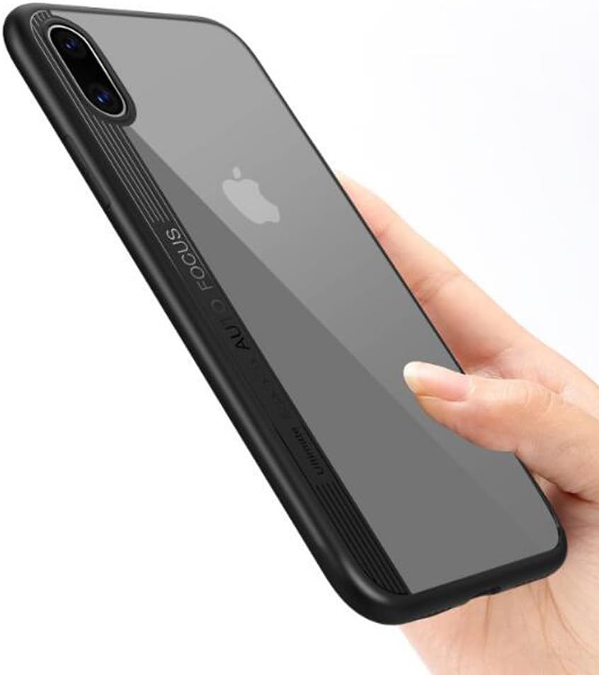 Jumadico iPhone X Case, Soft Grip Matte Finish TPU + PC Clear Hard Back Panel Hybrid Ultra-Thin [ Slim Fit ] Protect Cover Shock Absorption Back-Transparent Bumper for iPhone 10/X [Black Edge]