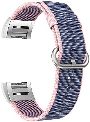 Leefrei Fitbtit Charge 2 Band, Durable Woven Nylon Weave with a Fabric-like Feel Replacement Strap Wristband for Fitbtit Charge 2 Smart Watch - Pink