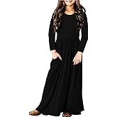 Deerose Girls Maxi Dress Casual Holiday Long Dresses with Pockets 5-14 Years