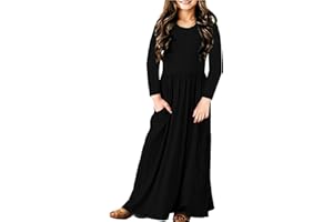 Deerose Girls Maxi Dress Casual Holiday Long Dresses with Pockets 5-14 Years