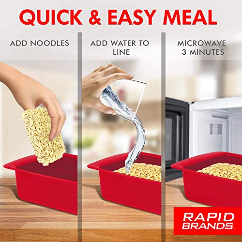 Rapid Ramen Cooker - Microwave Ramen in 3 Minutes - BPA Free and Dishwasher Safe - Red