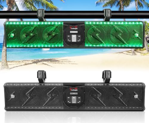 StarknightMT 26 Inch UTV Sound Bar TWS Bluetooth Speaker Golf Cart Sound Bar,Waterproof SxS Soundbar with Lightning RGB Lights 6-Speaker Compatible with RZR X3 Pioneer Talon - 1.25