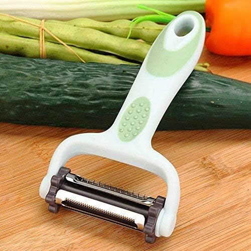 Vishesh Shopping 3-in-1 Multi-Function Rotatable Fruits and Vegetables Stainless Steel Peeler with Soft Grip (Assorted Color)