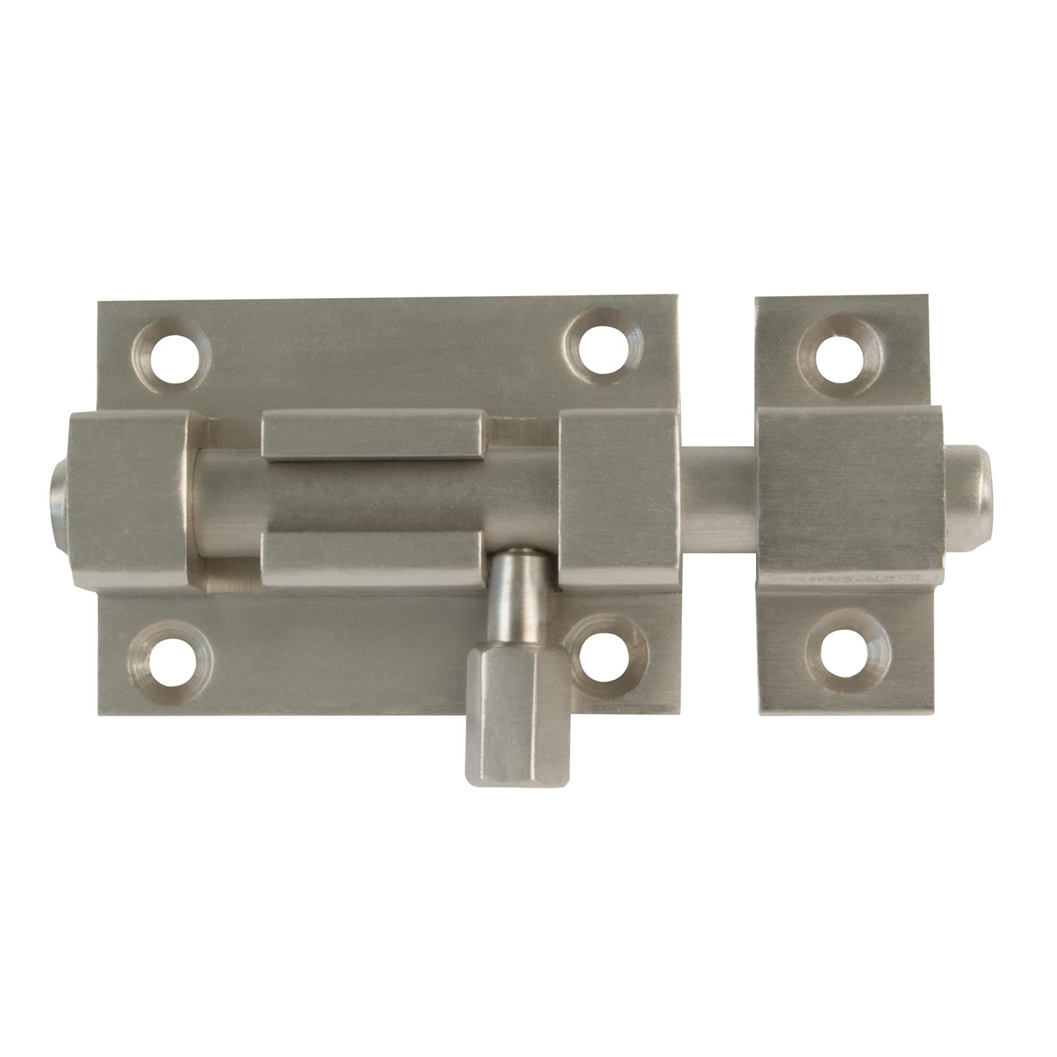 Amig - Overlap Pin for Doors Mod.700 | 40 x 37 mm | Security Latch for Horizontal or Vertical Closing | Brass with Matte Chrome Finish | Includes Screws