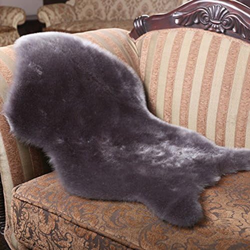 Easyhousehome Luxury room Soft Faux Sheepskin Chair Cover Seat Cushion Pad Plush Bedroom carpet Mat(3ft2ft) (Grey)