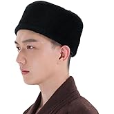 ITODA Mens Muslim Kufi Prayer Hat Islam Solid Skull Beanie Cap Winter Fuzzy Headwear