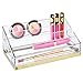 mDesign Plastic 4 Tier Cosmetic Palette Organizer with 4 Compartments for Bathroom Vanity, Countertop or Cabinet to Hold Makeup, Lipstick, Eyeliner, Beauty Accessories - Clear/Soft Brass