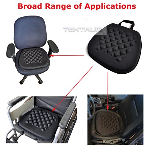 Tektrum Portable Cool Gel Orthopedic Seat Cushion with Massage Convexes for Wheelchair, Office, Home, Car – Relief for Sweaty Bottom, Sciatica, Coccyx, Back Pain, Hip Pain, Leg Pain (GS1211-BLK) - Thumbnail 4