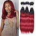 Aigemei Hair Peruvian Ombre Burgundy Hair Extensions Black To Red Straight Weave Two Tone 3 Bundles 10 10 10 Inche Total 150 Gram