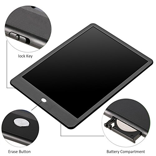Highwinner LCD Writing Tablet, 10 inch Electronic Writing Board Digital Drawing Graphic Doodle Tablet,Portable Handwriting Notepad with Protect Sleeve (Black)