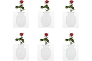 UNFRAMED POP PRINTS Magic Silicone Vase, Removable Silicone Flower Vase, Reusable Wall-Mounted Sticky Flower Vase, Self-Adhesive Bouquet Plant Storage Decor for Wall, Glass, Window, Fridge, Bathroom(6Pcs White)