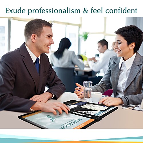 Wundermax Padfolio Portfolio Leather Folder Business Folder Professional Interview PU Leather Padfolio Resume Holder Portfolio Notebook Business Portfolio for Men and Women - Thumbnail 5