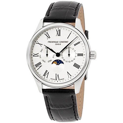 Frederique constant mens classic silver dial leather band watch f…