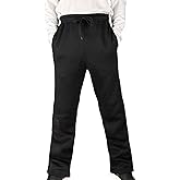 Butygity Fleece Sweatpants for Men with Pockets Drawstring Waistband Baggy Gym Workouts Lounging Sweat Pants Open Bottom