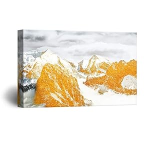 Canvas Wall Art - Abstract Golden Mountain Range Landscape - Giclee Print Gallery Wrap Modern Home Art Ready to Hang - 12x18 inches