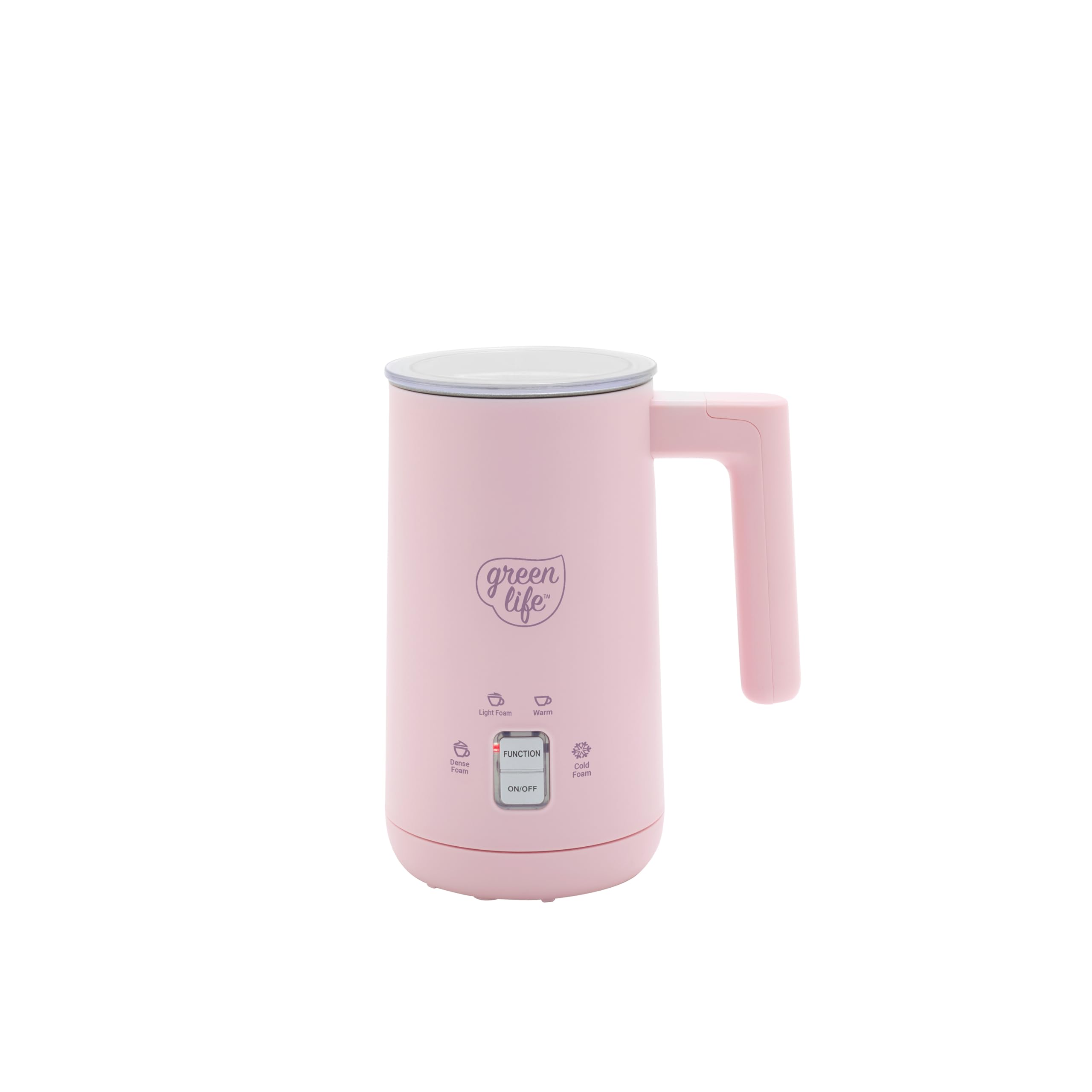 Photo 1 of GreenLife Ceramic Electric Milk Frother, 10oz, 4-in-1, Auto Hot and Cold Foam, Dense and Light Foam, PFAS Free, Cordless Milk Warmer and Steamer for Latte, Coffee, Pink