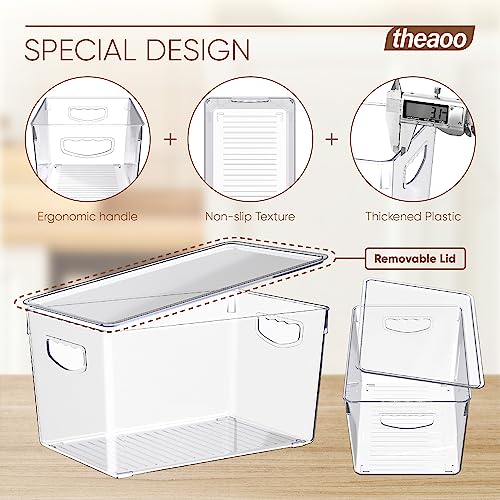 4 Pack Clear Storage Bins with Lids Stackable, Large Plastic Storage ...