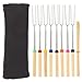 Juvale Set of 8 Marshmallow Roasting Sticks - 32-Inch Telescoping Stainless Steel Roasting Sticks - Roasting Forks for Smores, Hot Dogs, Includes Carrying Bag and 10 Bamboo Skewers