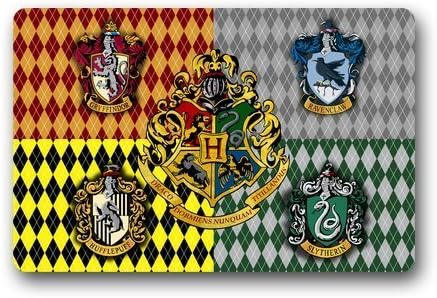 Harry Potter Hogwarts School House Logo Custom Outdoor / Indoor Doormat Personalized Design Machine-Wahable Neoprene Rubber Doormat 23.6x15.7 Inch