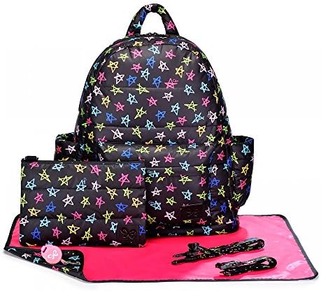 CiPU Baby Diaper Bag - Backpack Diaper Bag - Travel Bag - Changing Pad &amp; Adjustable Buckle - Weightless on Your Shoulder &amp; Waterproof - XL Jumbo Rock Stars