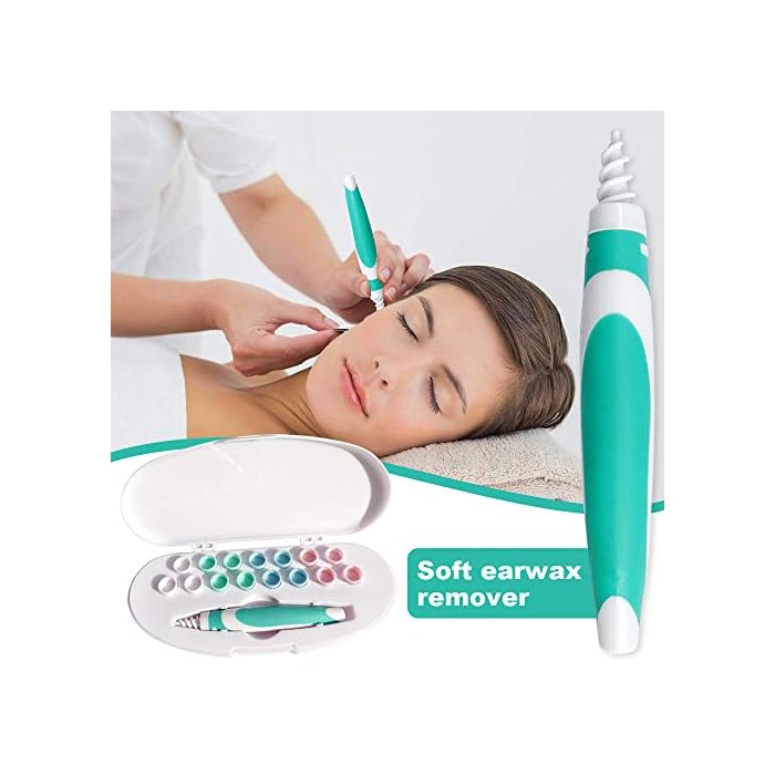Earwax Remover , Ear Wax Cleaner, Ear Wax Remover, Soft Silicone Spiral Earwax Remover Tool, 16 Replacement Heads, q-tip…