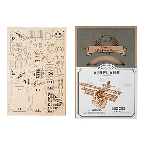 Hands Craft DIY 3D Wooden Puzzle Laser Cut Assembly Airplane Model