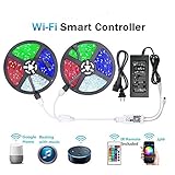 WenTop LED Light Strip, WiFi Wireless Smart Phone Controlled Strip Light Kit 65.6ft 5050 RGB 600LEDs Lights with DC24V UL Rope Light,Working with Android and iOS System,IFTTT, Google Assistant