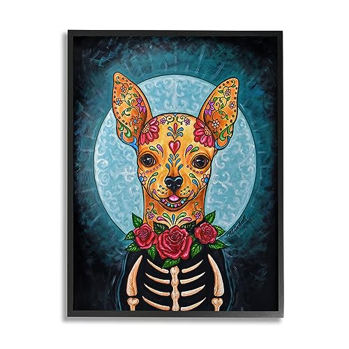 Stupell Industries Day of Dead Chihuahua Black Framed Giclee Art Design by Pat…
