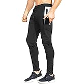 BROKIG Mens Workout Jogger Pants Gym Tapered Athletic Slim Sweatpants with Zipper Pocket