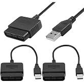 DKARDU for PS2 Controller to USB Adapter Converter Cable, for PlayStation 2/3 Female Plug to USB 2.0 Male Adapter Converter Cord for PS1/for PS2 Controller Gamepad to for PS3/PC Controller (2 Pcs)