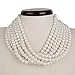 Kalse 7 Layers Strands Simulated Pearl White Beads Short Choker Necklace (Updated clasp style)