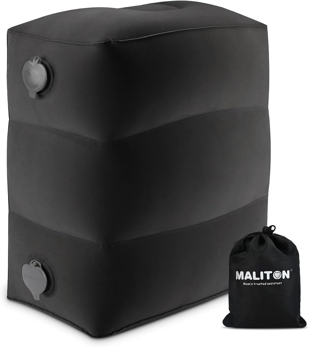 Maliton Inflatable Airplane Foot Rest for Kids Adjustable Height Black 1 Pack