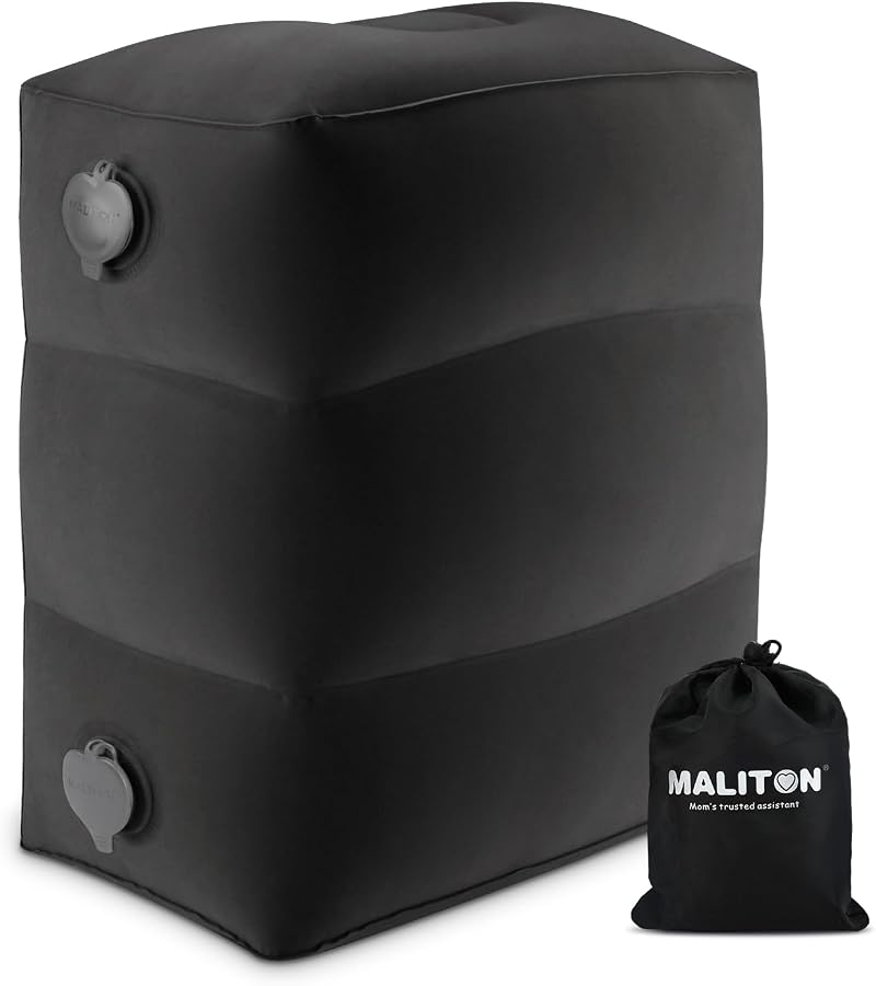 Maliton Inflatable Airplane Foot Rest for Kids Adjustable Height Black 1 Pack
