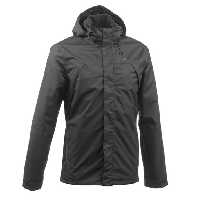 Buy Quechua MH100 Men's Waterproof Jacket Black Online at Low Prices
