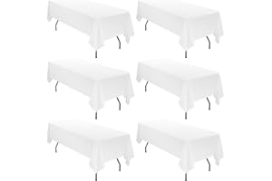 YMHPRIDE 6 Pack Tablecloth 60 x102 inch Polyester Table Cloth for 6 Foot Rectangle Tables,Stain and Wrinkle Resistant Washable Fabric Table Covers Polyester White Table Clothes for Wedding,Party,Banquet