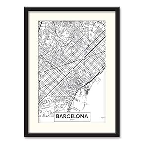Black Paper Framed Canvas Wall Art for Living Room, Bedroom Black and White City Map Canvas Prints for Home Decoration Ready to Hanging - 23x31 inches
