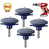 YAYOSUE Lawn Mower Blade Sharpener, Lawn Mower Blade Balancer,Grinder Wheel Stone, Tool for Any Power Drill Hand Drill, for Garden, Courtyard, Kitchen 4 Pack