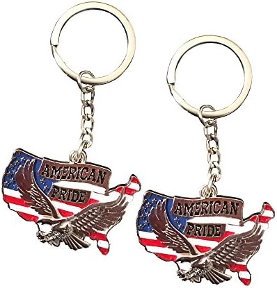 JproductsQudasar Jproducts 12pcs US Flag Metal Key Ring American Eagle Key Chain American Map NYC Souvenirs - Set of 12