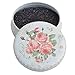 Eye Brush Cleaner, Color Removal Sponge, Quickly Shaking Off Eyeshadow Power Colors on Black Coarse Sponge, White Case with Pink Rose Printed